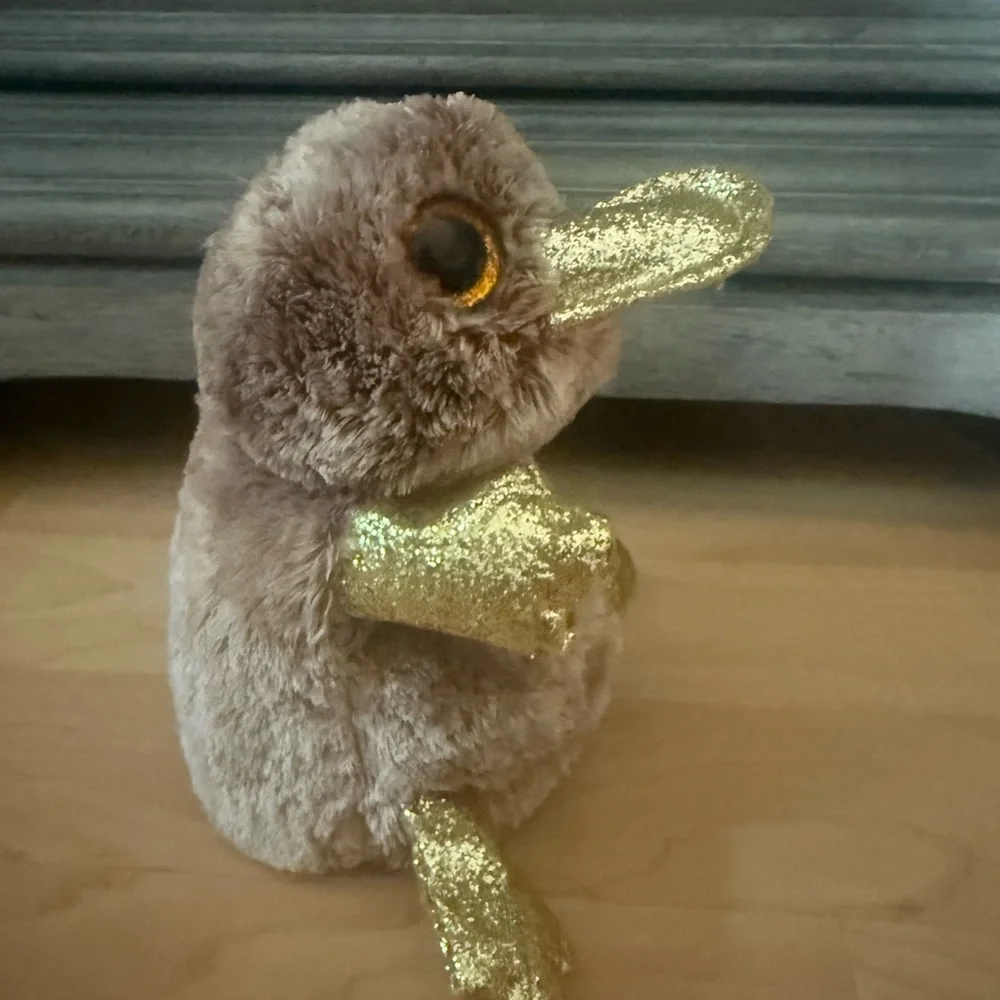 Ty Plush Bird Toy with Gold and Brown